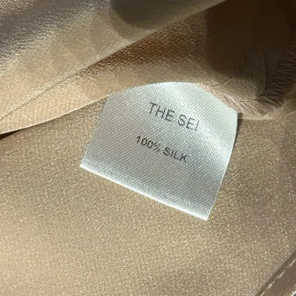 THE SEI NWT One Shoulder Cowl Neck Silk Camisole in Champagne Sz 0 - Picture 6 of 9